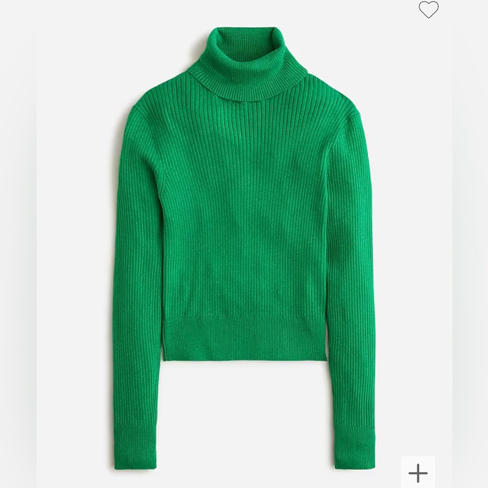 NWT J.Crew Sizes M TENCEL™ lyocell-blend ribbed turtleneck sweater Green